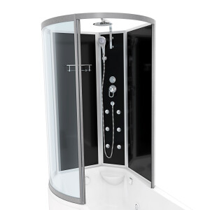 Kombination Whirlpool Dusche K50-R30-WP Wanne 100x170 cm ohne 2K Scheiben Versiegelung