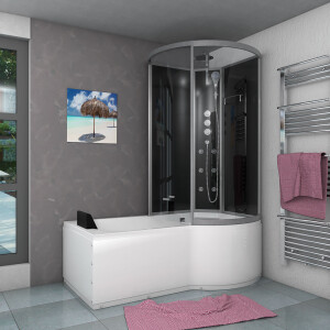 Kombination Badewanne Dusche K50-L32-EC 170x100 cm mit 2K Scheiben Versiegelung