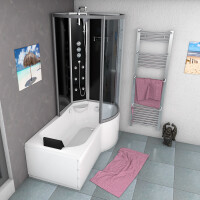 Kombination Badewanne Dusche K50-L32-EC 170x100 cm mit 2K Scheiben Versiegelung