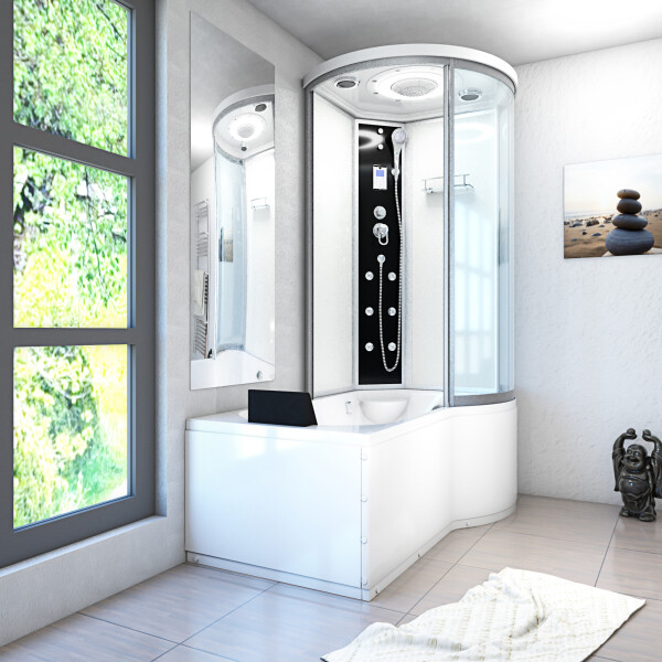 Kombination Badewanne Dusche K55-L01-EC 170x100 cm mit 2K Scheiben Versiegelung