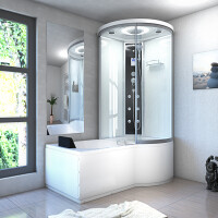 Kombination Badewanne Dusche K55-L01-EC 170x100 cm mit 2K Scheiben Versiegelung