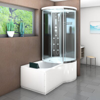 Kombination Badewanne Dusche K55-L31-EC 170x100 cm mit 2K Scheiben Versiegelung