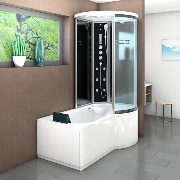 Kombination Badewanne Dusche K55-L33 170x100 cm ohne 2K Scheiben Versiegelung