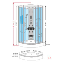 Steam shower shower enclosure d58-53t2 shower temple sauna 90x90 cm