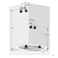 Duschkabine Duschtempel Fertigdusche Dusche D60-70T0R-EC 80x120cm MIT 2K Scheiben Versiegelung