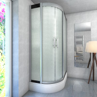Dusche Duschkabine D60-70M1L-EC 120x80 cm mit 2K Scheiben Versiegelung