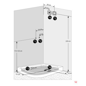 Dusche Duschkabine D60-73M0L-EC 120x80 cm mit 2K Scheiben Versiegelung
