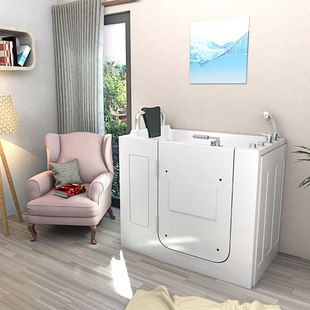Seat tub whirlpool bath with door s08wp-b 110x68cm
