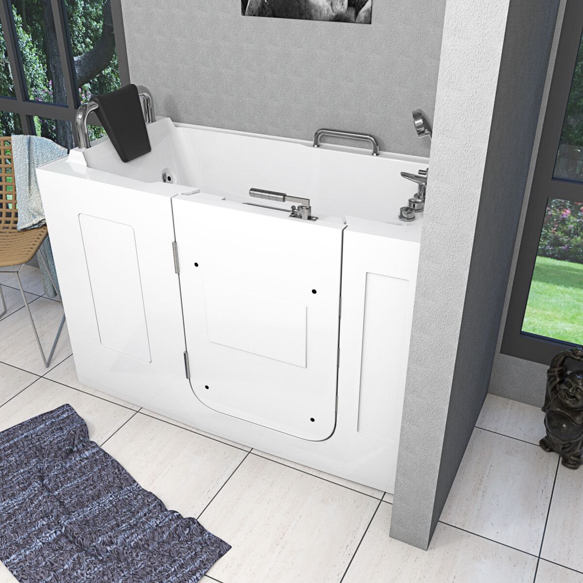Sitzwanne Whirlpool Badewanne mit Tür S07WP-C-L 140x76cm