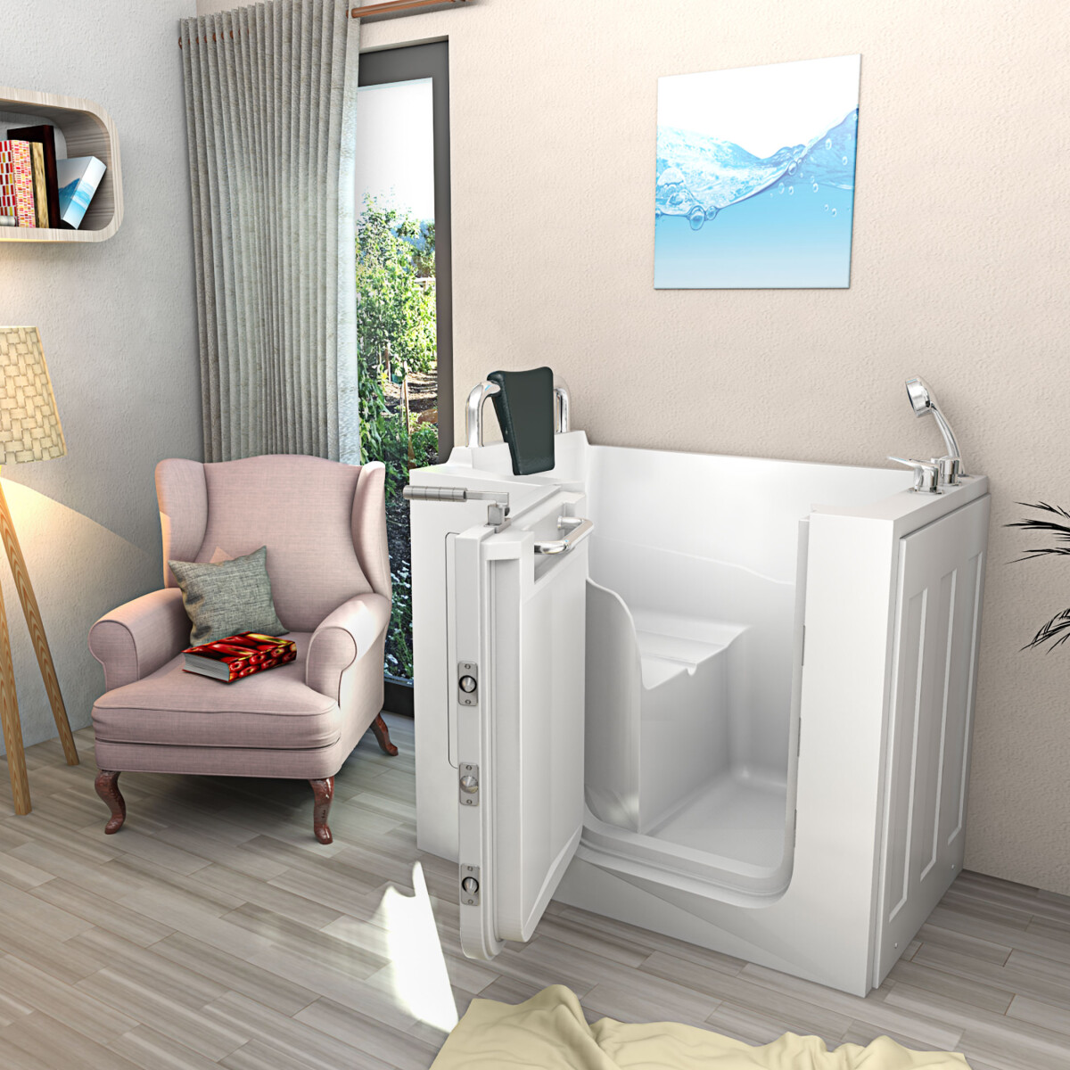 Sitting bath tub with door s08-b 110x68cm