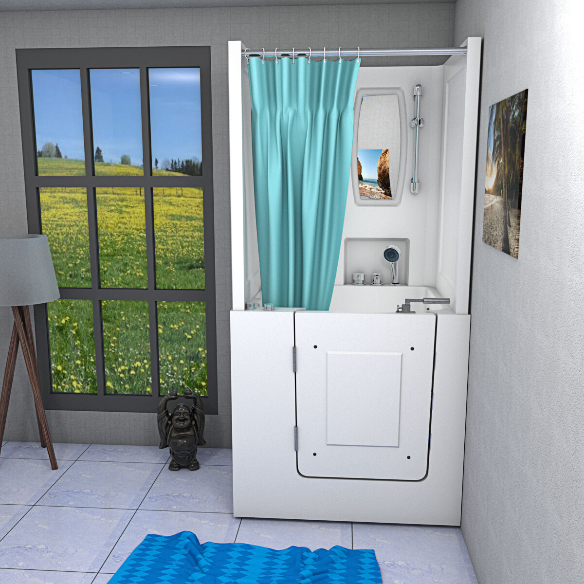 Seniorendusche und Kombination Wanne mit Whirlpool S02D-WP-C