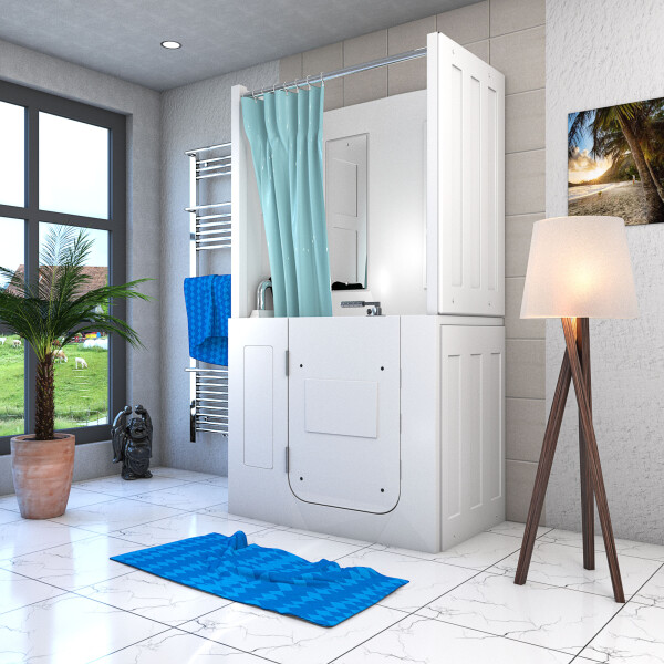 Seniorendusche und Kombination Wanne mit Whirlpool S08D-WP-B-L 110x68x205cm
