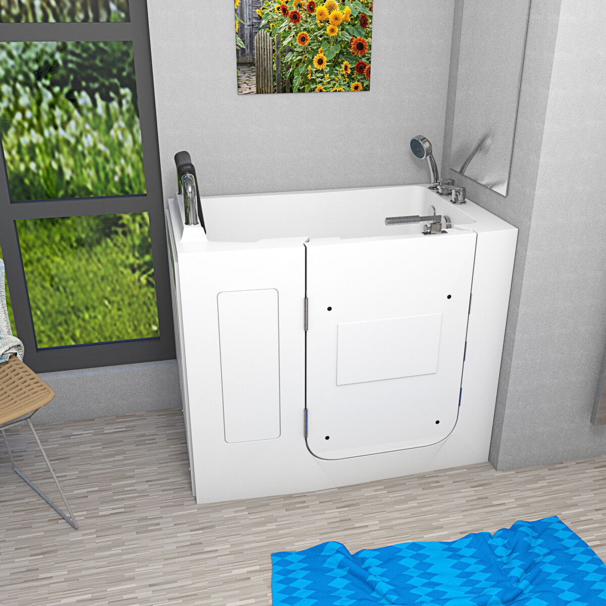 Sitting bath tub with door s08-c 110x68cm