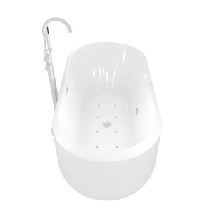 freistehende Badewanne Wanne Whirlpool F16 170x80cm mit Luftmassage mit Armatur AF04