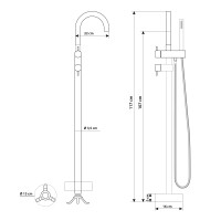 freistehende Badewanne Wanne Acryl F03 180x89cm mit Armatur AF04